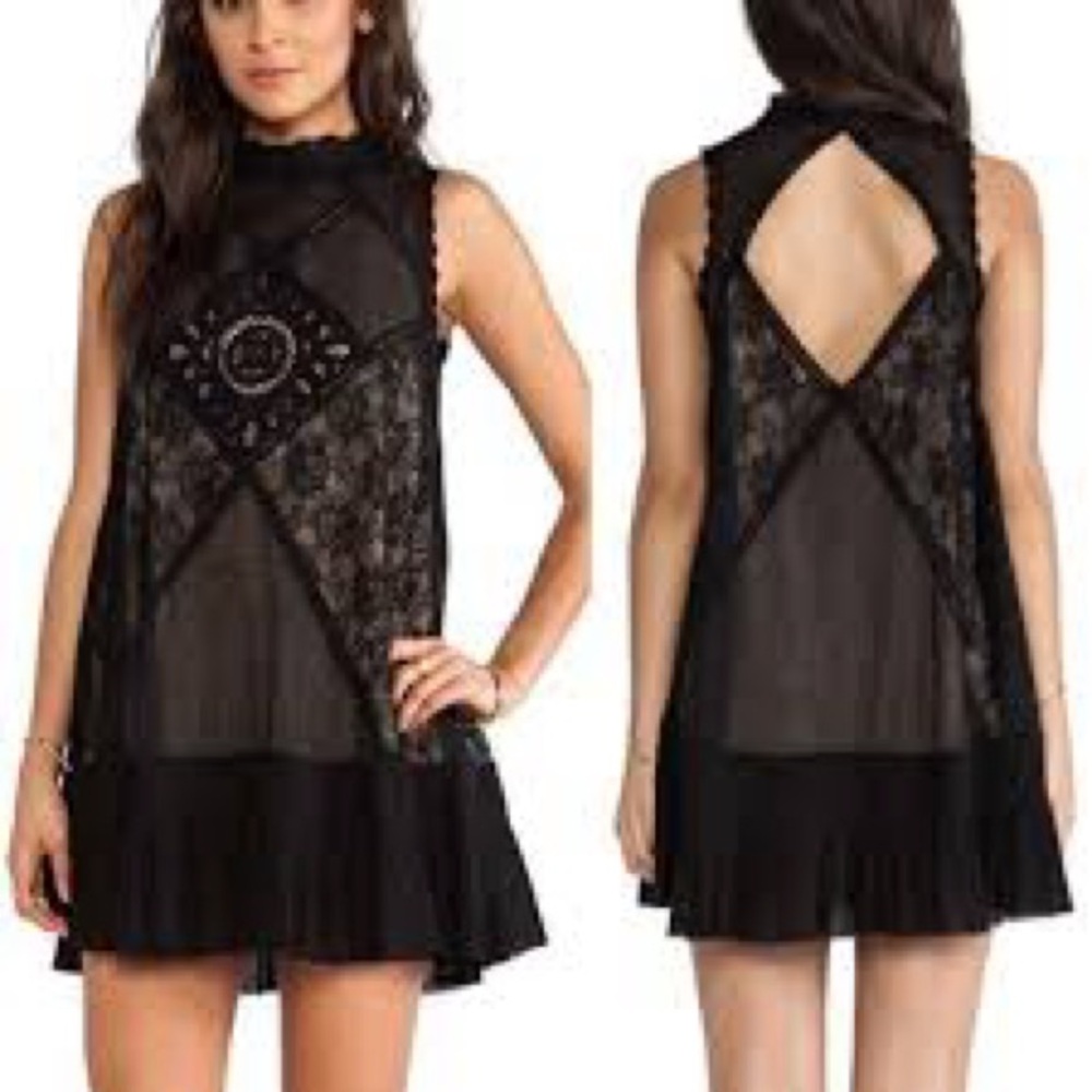 Free People Black lace dress
